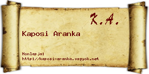 Kaposi Aranka névjegykártya